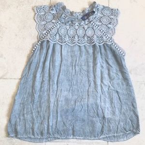 Acid wash lace tank